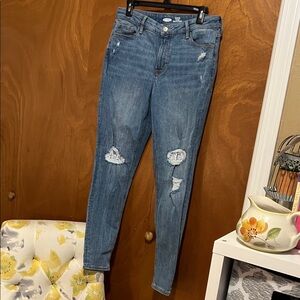 Old Navy Women's Distressed Skinny Jeans - Blue